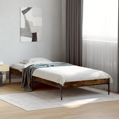 Bed Frame Smoked Oak 90x200 cm Engineered Wood and Metal