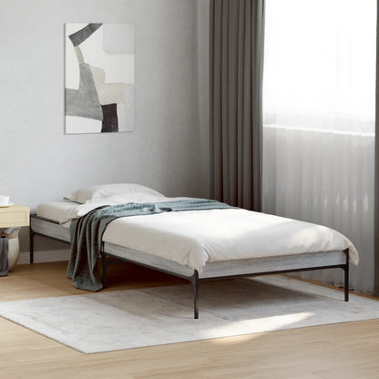 Bed Frame Grey Sonoma 90x200 cm Engineered Wood and Metal