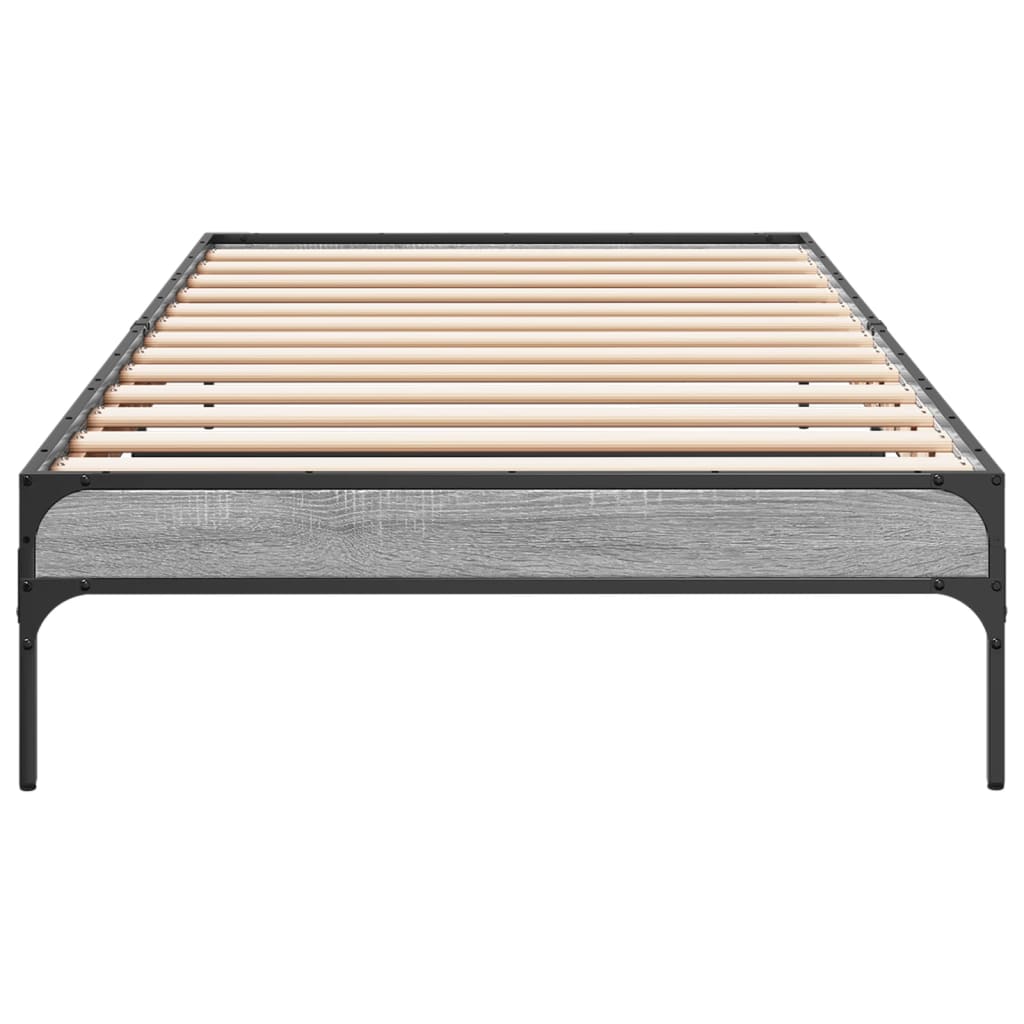 Bed Frame Grey Sonoma 90x200 cm Engineered Wood and Metal