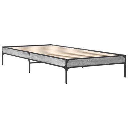 Bed Frame Grey Sonoma 90x200 cm Engineered Wood and Metal