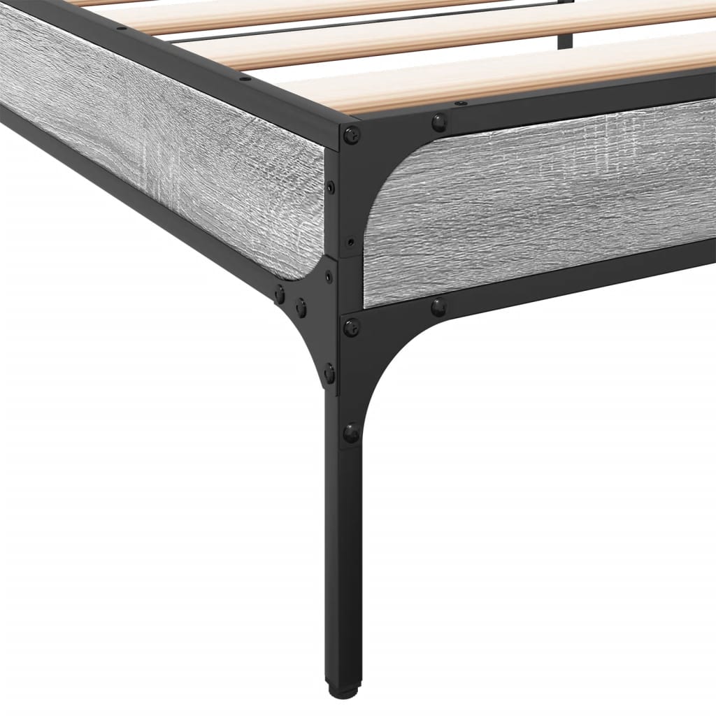 Bed Frame Grey Sonoma 90x200 cm Engineered Wood and Metal