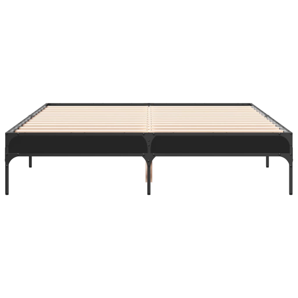 Bed Frame Black 140x190 cm Engineered Wood and Metal