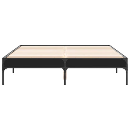 Bed Frame Black 140x190 cm Engineered Wood and Metal