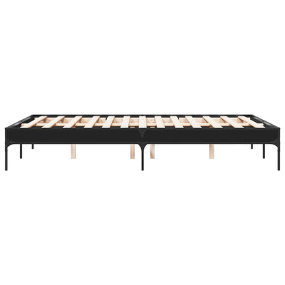 Bed Frame Black 140x190 cm Engineered Wood and Metal