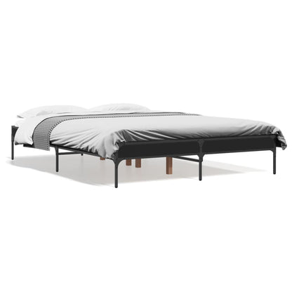 Bed Frame Black 140x190 cm Engineered Wood and Metal