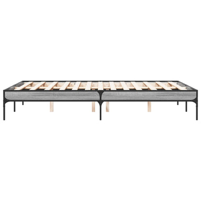 Bed Frame Grey Sonoma 140x190 cm Engineered Wood and Metal