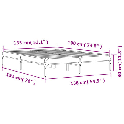 Bed Frame Black 135x190 cm Double Engineered Wood and Metal