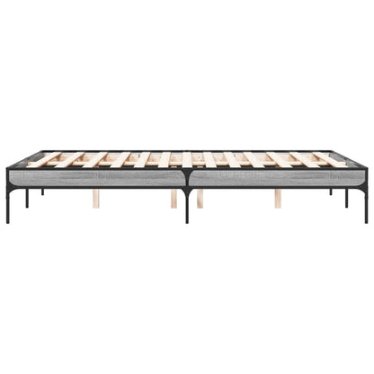 Bed Frame Grey Sonoma 135x190 cm Double Engineered Wood and Metal