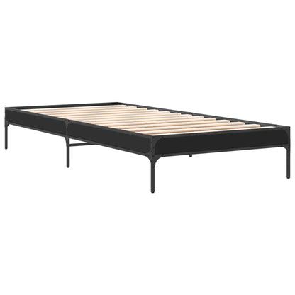 Bed Frame Black 90x190 cm Single Engineered Wood and Metal