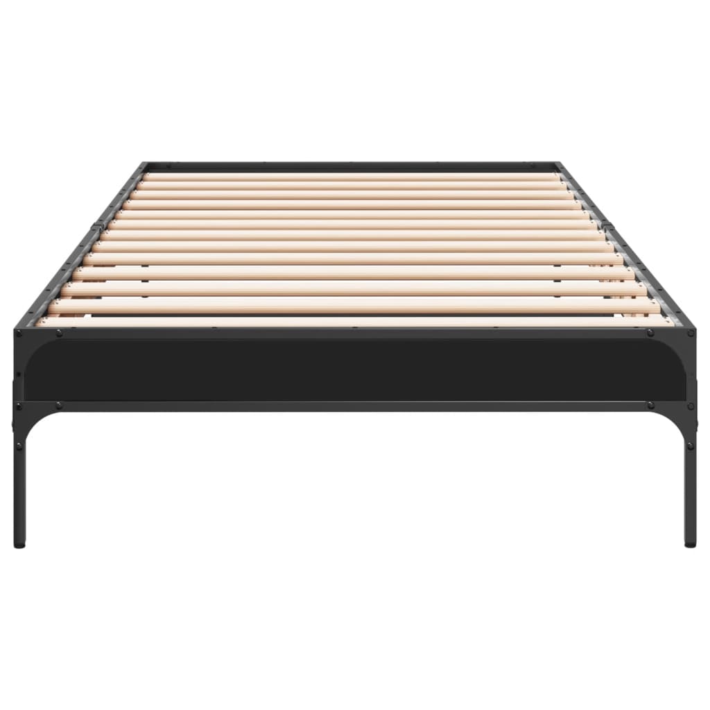 Bed Frame Black 90x190 cm Single Engineered Wood and Metal