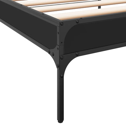 Bed Frame Black 90x190 cm Single Engineered Wood and Metal