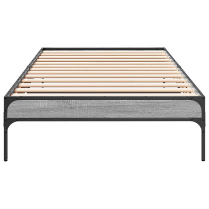 Bed Frame Grey Sonoma 90x190 cm Single Engineered Wood and Metal