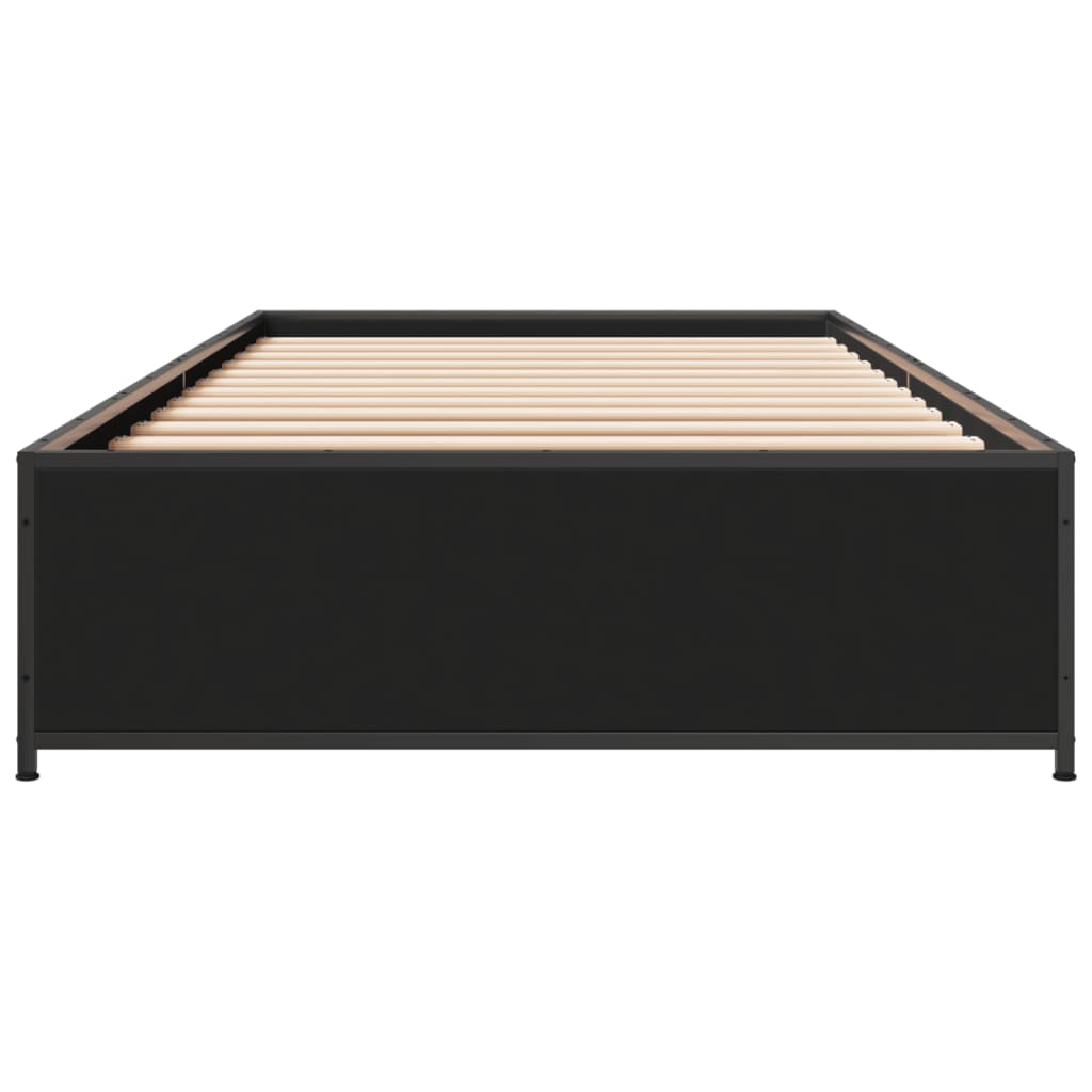 Bed Frame Black 100x200 cm Engineered Wood and Metal