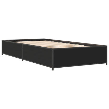 Bed Frame Black 100x200 cm Engineered Wood and Metal