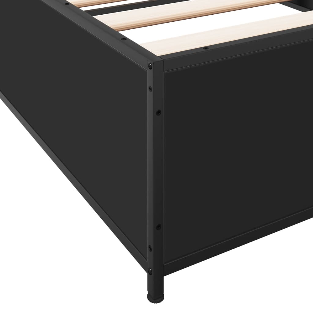 Bed Frame Black 100x200 cm Engineered Wood and Metal