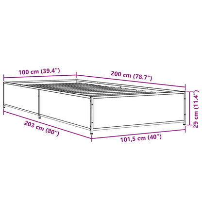 Bed Frame Black 100x200 cm Engineered Wood and Metal