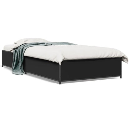 Bed Frame Black 100x200 cm Engineered Wood and Metal