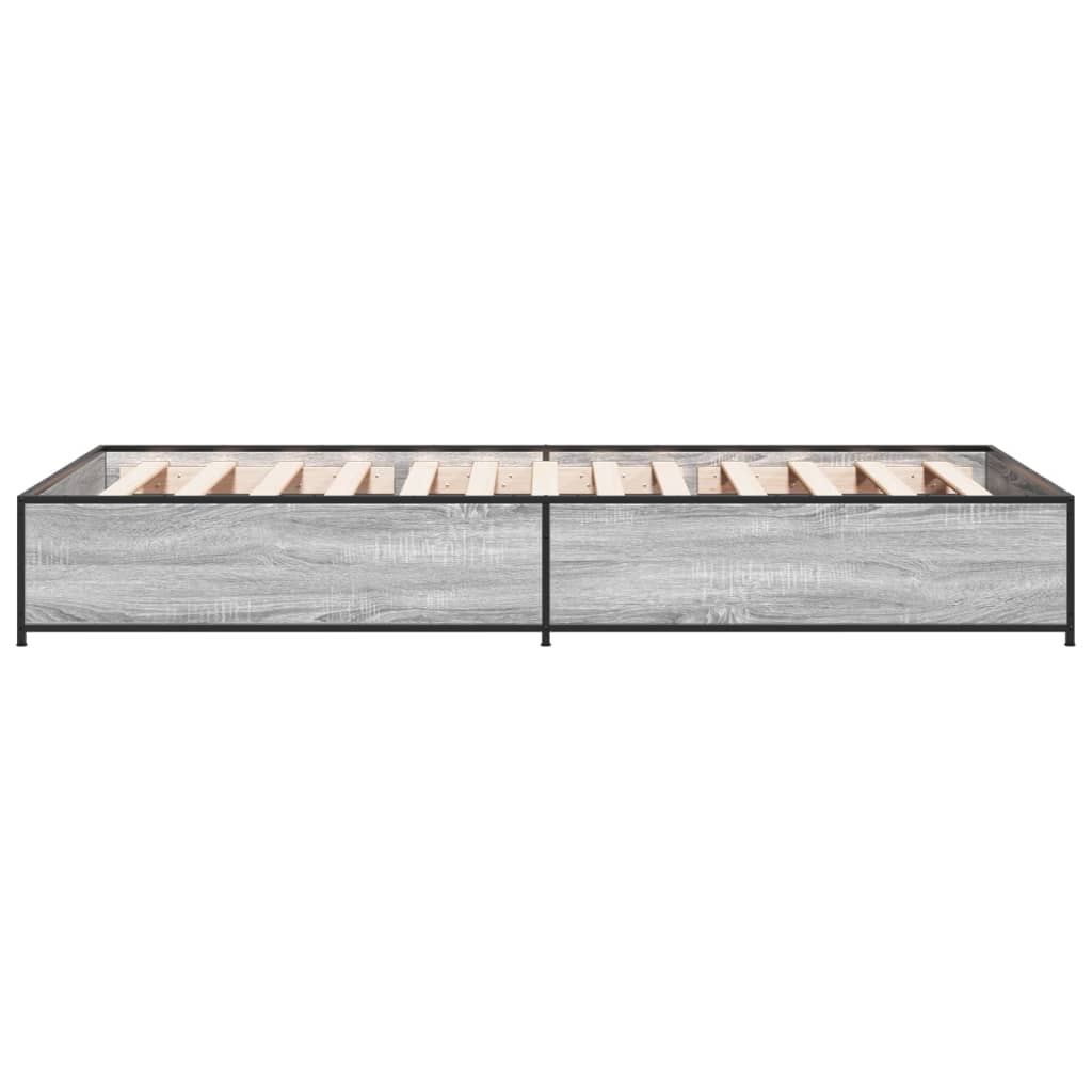 Bed Frame Grey Sonoma 100x200 cm Engineered Wood and Metal