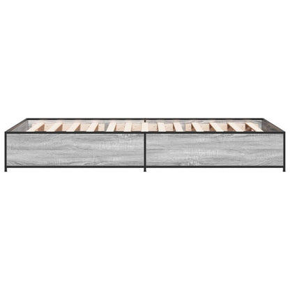 Bed Frame Grey Sonoma 100x200 cm Engineered Wood and Metal