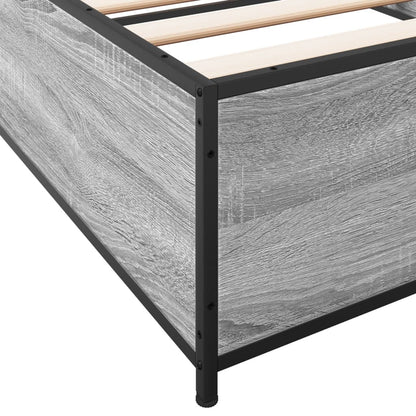 Bed Frame Grey Sonoma 100x200 cm Engineered Wood and Metal