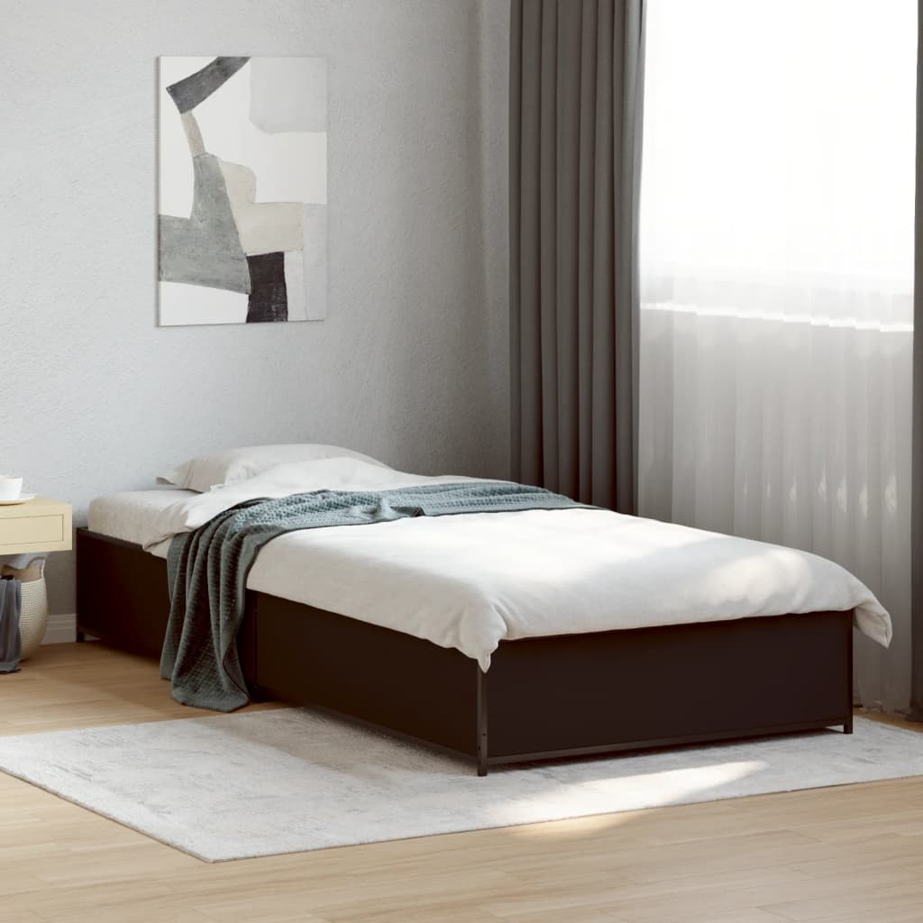 Bed Frame Black 90x200 cm Engineered Wood and Metal