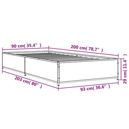 Bed Frame Black 90x200 cm Engineered Wood and Metal