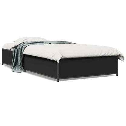 Bed Frame Black 90x200 cm Engineered Wood and Metal