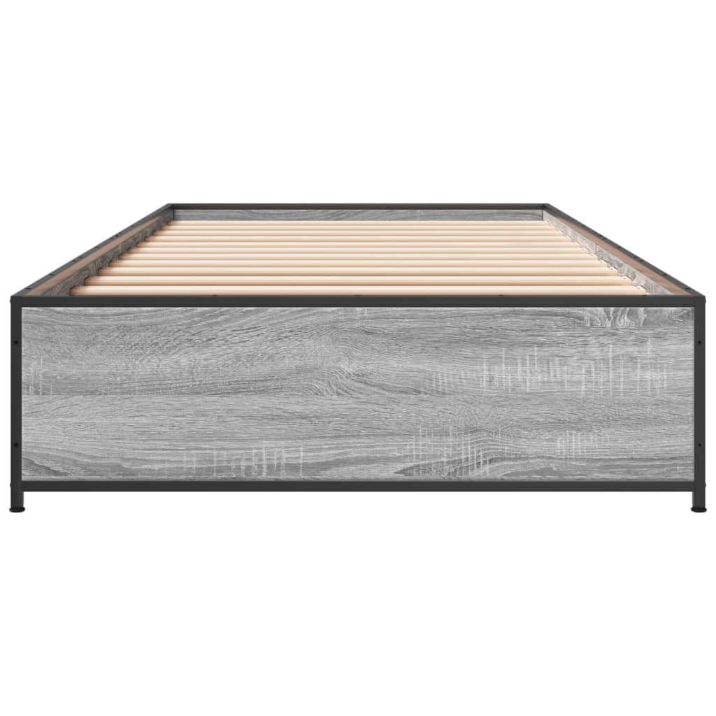 Bed Frame Grey Sonoma 90x200 cm Engineered Wood and Metal