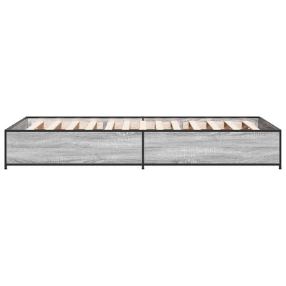 Bed Frame Grey Sonoma 90x200 cm Engineered Wood and Metal