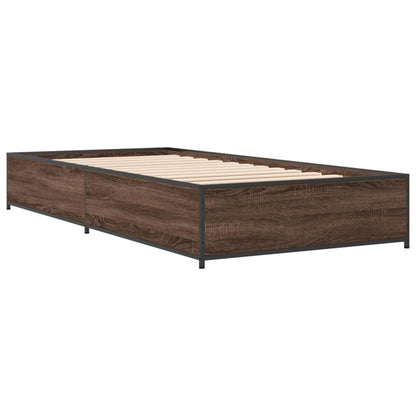 Bed Frame Brown Oak 90x200 cm Engineered Wood and Metal