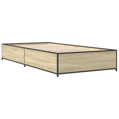 Bed Frame Sonoma Oak 90x190 cm Single Engineered Wood and Metal