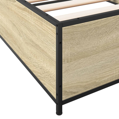 Bed Frame Sonoma Oak 90x190 cm Single Engineered Wood and Metal