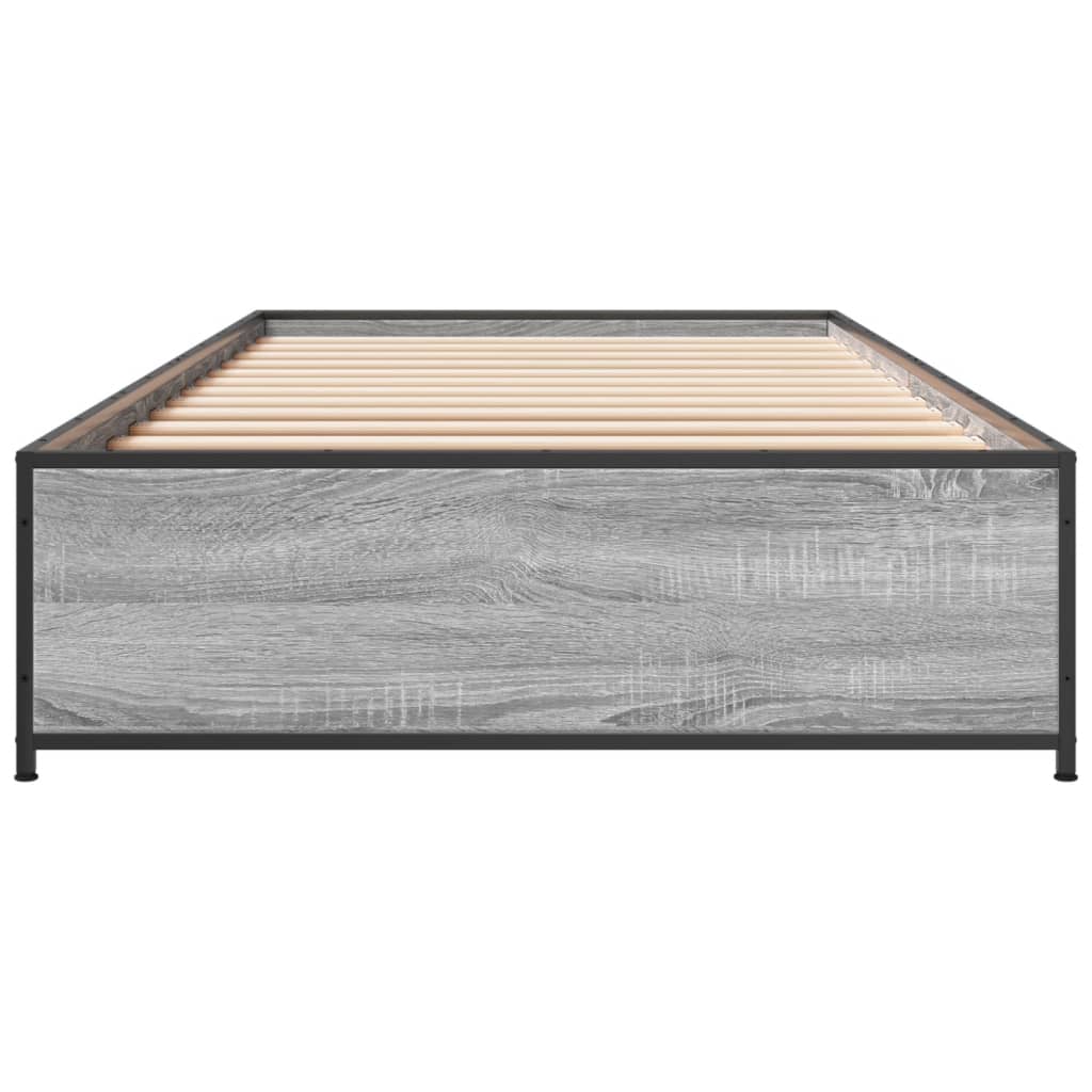 Bed Frame Grey Sonoma 90x190 cm Single Engineered Wood and Metal