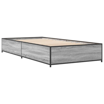 Bed Frame Grey Sonoma 90x190 cm Single Engineered Wood and Metal