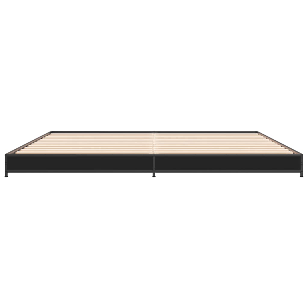 Bed Frame Black 200x200 cm Engineered Wood and Metal