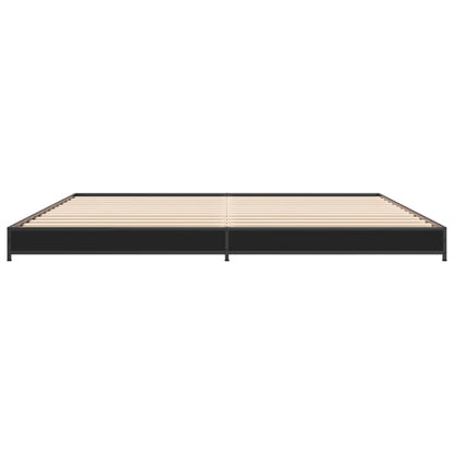 Bed Frame Black 200x200 cm Engineered Wood and Metal