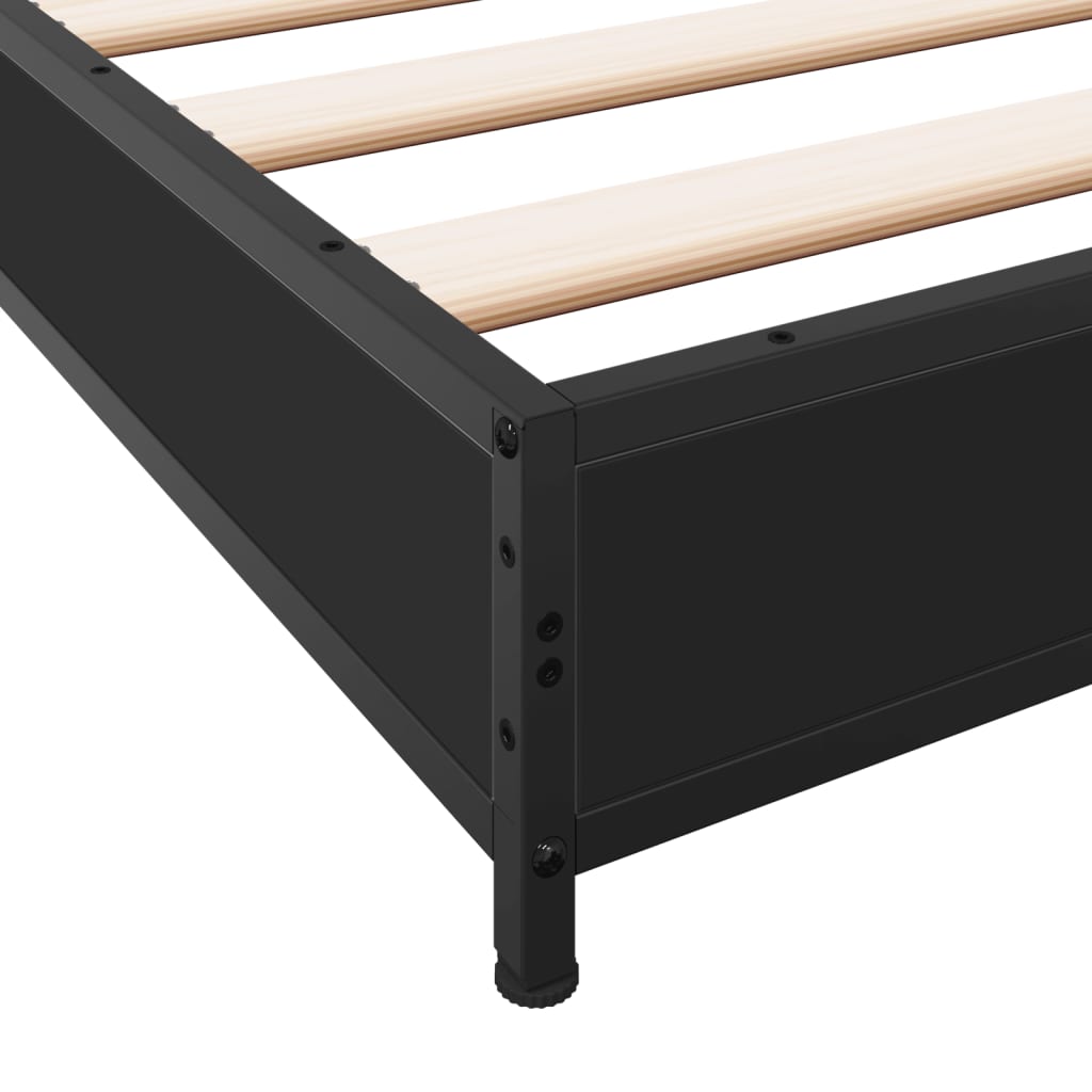 Bed Frame Black 200x200 cm Engineered Wood and Metal