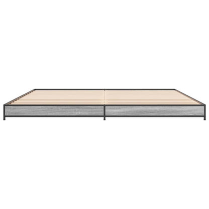 Bed Frame Grey Sonoma 200x200 cm Engineered Wood and Metal