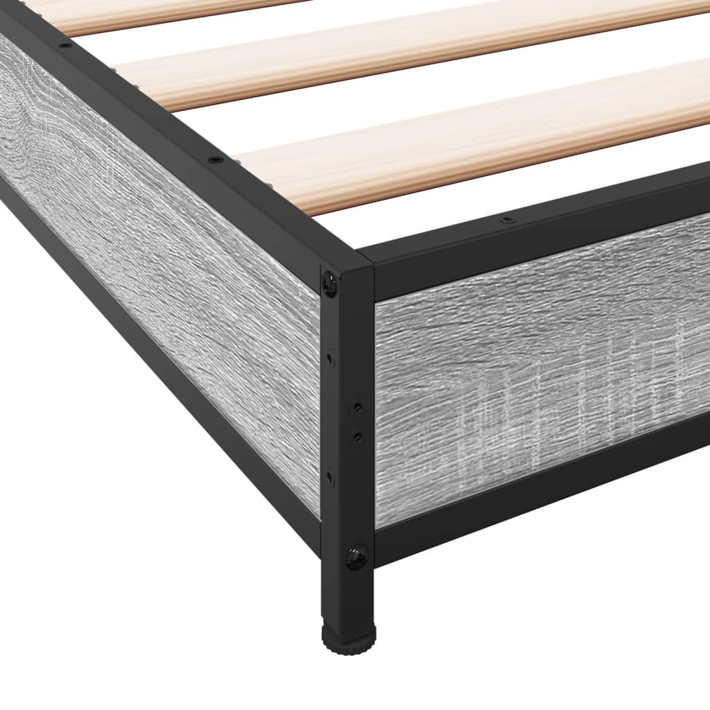 Bed Frame Grey Sonoma 200x200 cm Engineered Wood and Metal