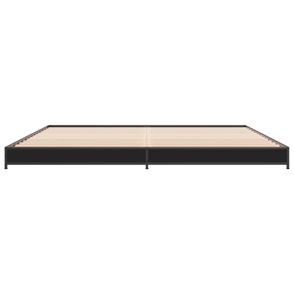 Bed Frame Black 180x200 cm Super King Engineered Wood and Metal