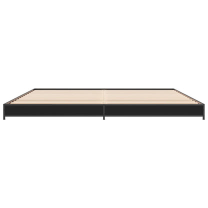 Bed Frame Black 180x200 cm Super King Engineered Wood and Metal