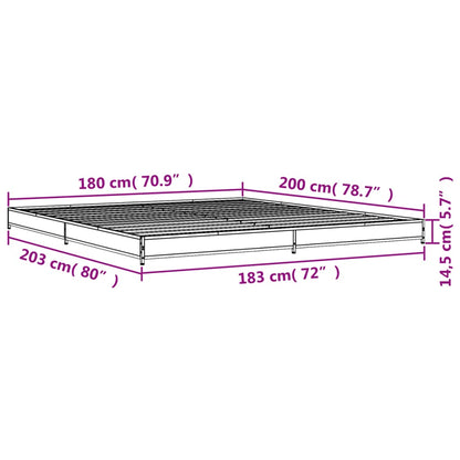 Bed Frame Black 180x200 cm Super King Engineered Wood and Metal