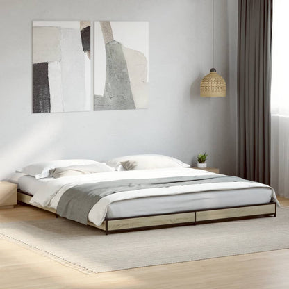 Bed Frame Sonoma Oak 180x200 cm Super King Engineered Wood and Metal