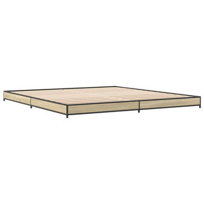 Bed Frame Sonoma Oak 180x200 cm Super King Engineered Wood and Metal