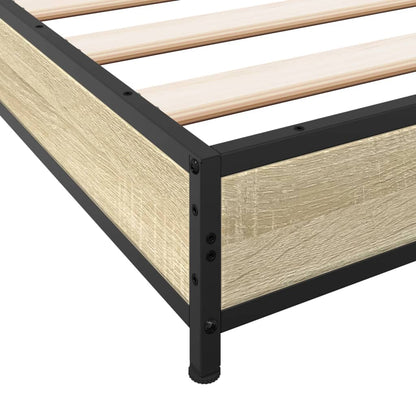 Bed Frame Sonoma Oak 180x200 cm Super King Engineered Wood and Metal