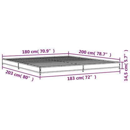 Bed Frame Sonoma Oak 180x200 cm Super King Engineered Wood and Metal