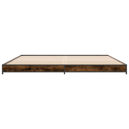 Bed Frame Smoked Oak 160x200 cm Engineered Wood and Metal