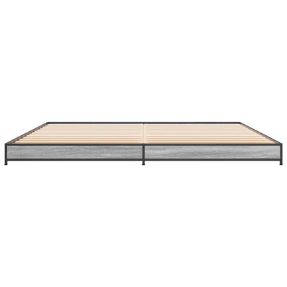 Bed Frame Grey Sonoma 160x200 cm Engineered Wood and Metal