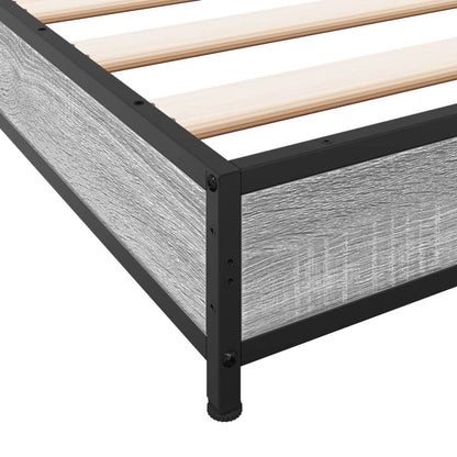 Bed Frame Grey Sonoma 160x200 cm Engineered Wood and Metal