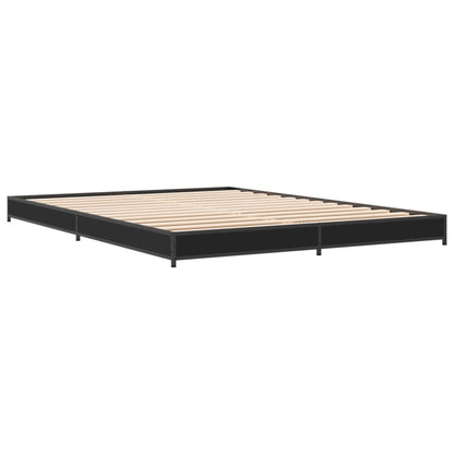 Bed Frame Black 150x200 cm King Size Engineered Wood and Metal